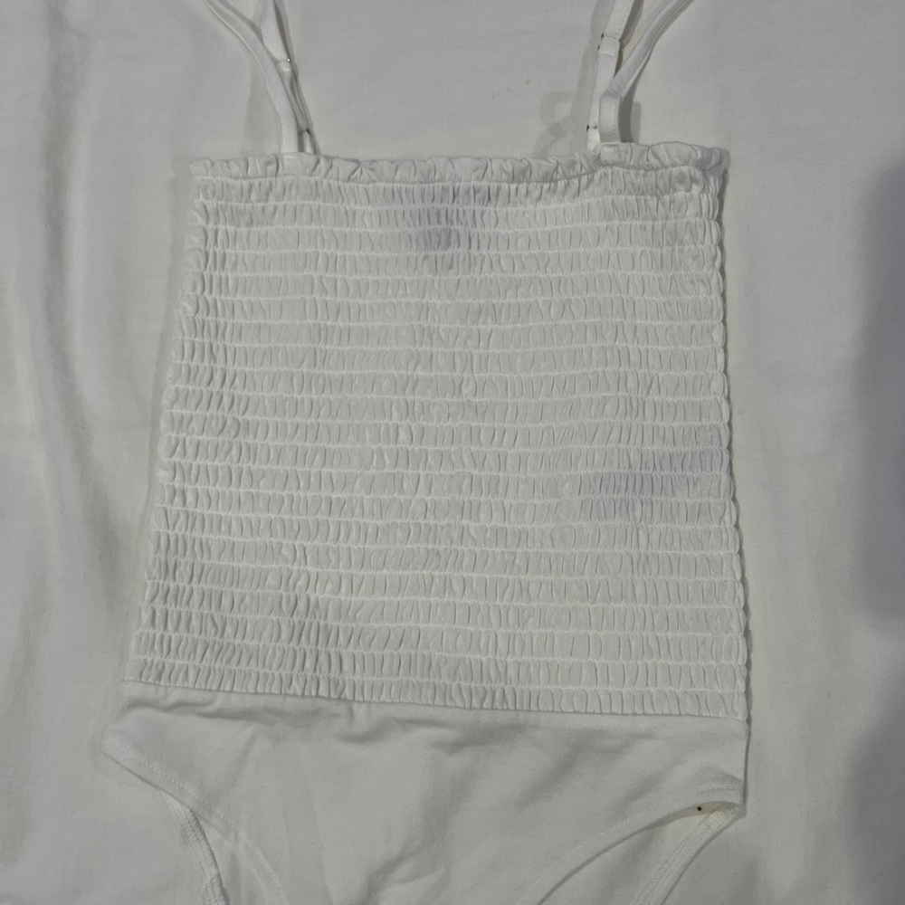 Forever 21 Ivory Smocked Bodysuit